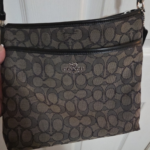 Coach Handbags - Coach Signature Black and Brown Crossbody Bag